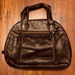 VINTAGE GRUNGE 90'S BLACK LEATHER HANDBAG